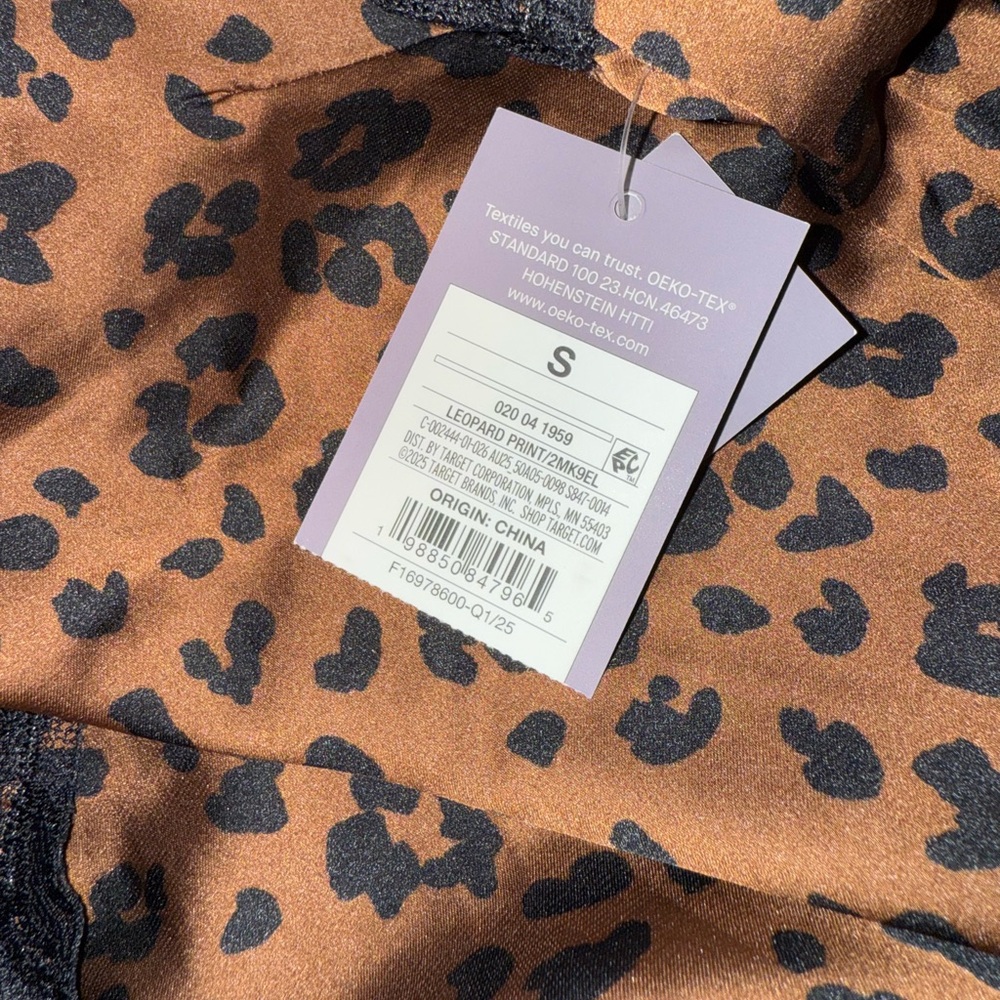 Leopard Print Lace Trim Slip Dress NWT - Picture 3 of 3